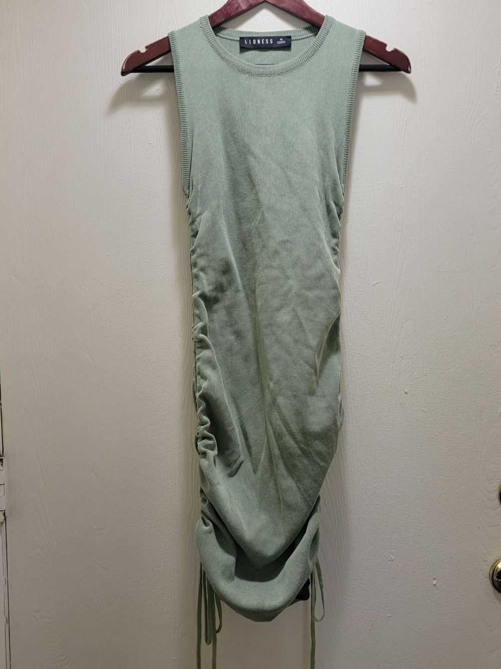 Lioness Sleeveless Ruched Midi Dress in Sage